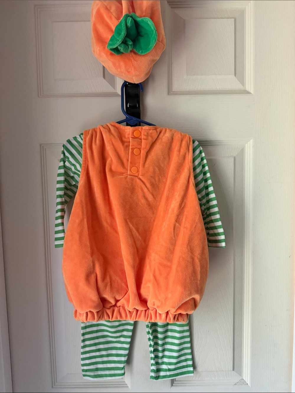 Target Orange Pumpkin Costume with Green Striped Sleeves and Hat - Picture 2 of 8